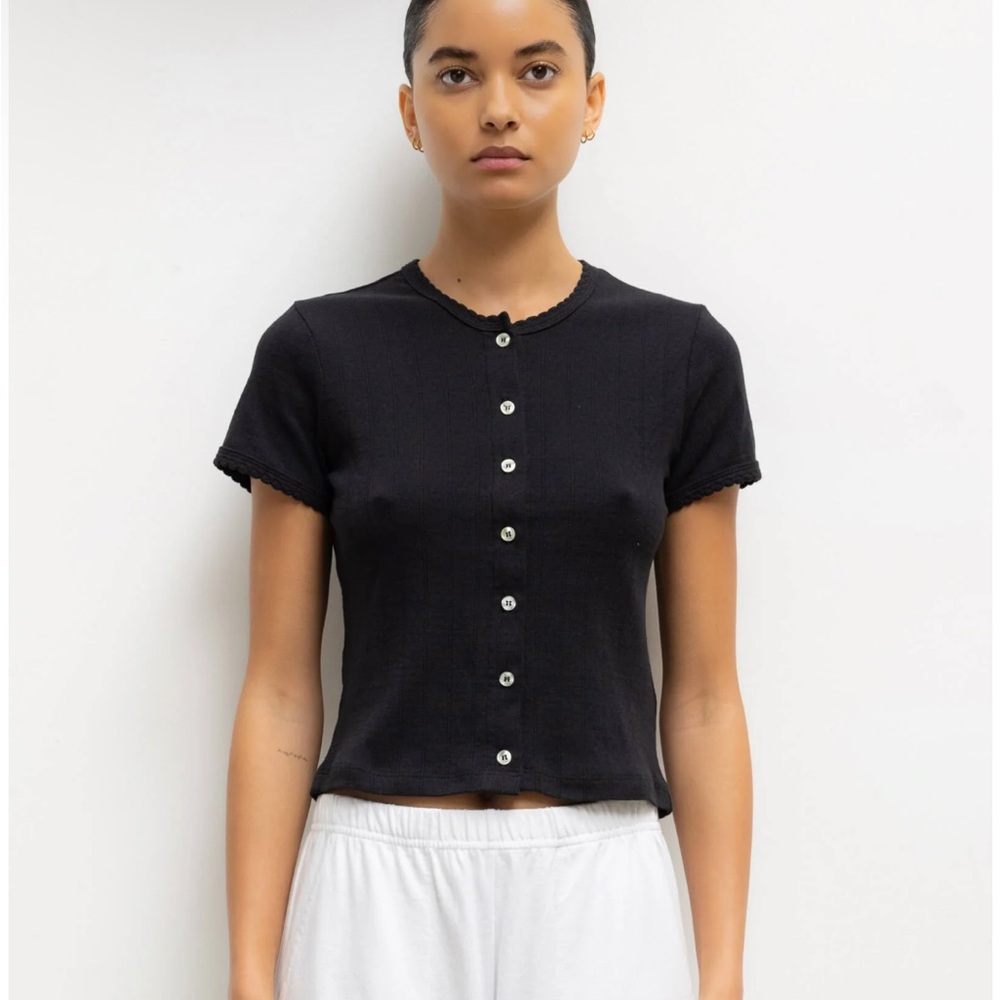 Leset Pointelle Short sleeve cardigan